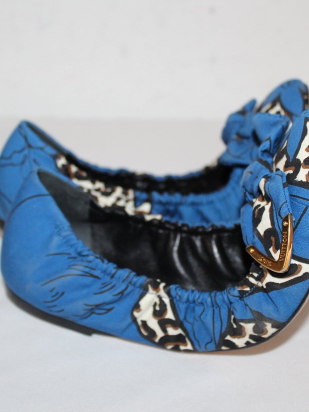 Louis Vuitton Blue Black Floral Ballet Flats Slip Ons 40 - Picture 6 of 8